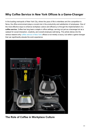 Why Coffee Service in New York Offices Is a Game-Changer
