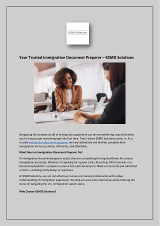 Your Trusted Immigration Document Preparer – KSMD Solution