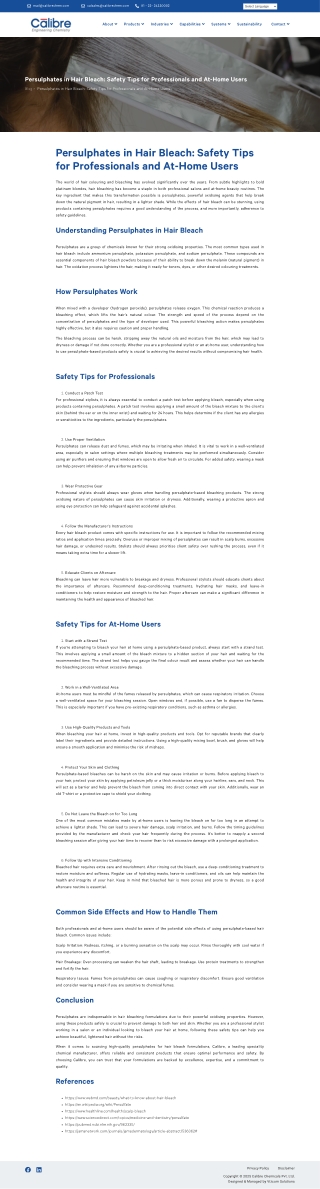 Bleaching with Persulphates: Tips for a Safe Experience