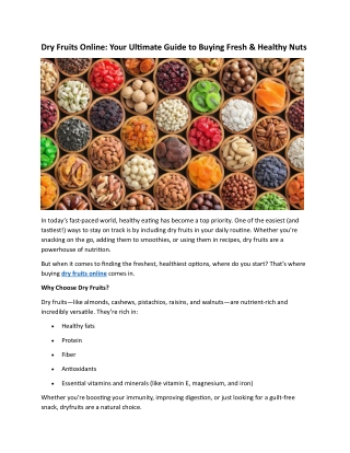 Dry Fruits Online: Your Ultimate Guide to Buy
