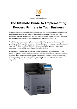 The Ultimate Guide to Implementing Kyocera Printers in Your Business