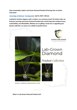 Shine Sustainably  Explore Lab-Grown Diamond Pendant & Earrings Sets at Carbon Cube
