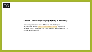 General Contracting Company Quality & Reliability