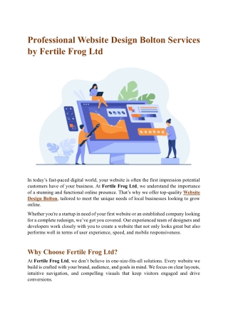 Professional Website Design Bolton Services by Fertile Frog Ltd