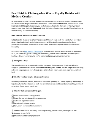 Best Hotel in Chittorgarh