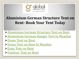 Aluminium German Structure Tent on Rent- Book Your Tent Today