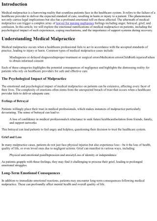 The Emotional Toll of Medical Malpractice on Patients