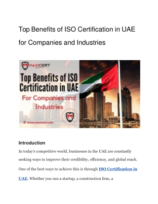 Top Benefits of ISO Certification in UAE for Companies and Industries