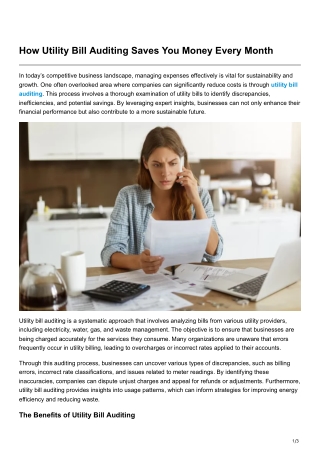 How Utility Bill Auditing Saves You Money Every Month