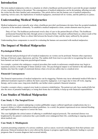 The Human Cost of Medical Malpractice