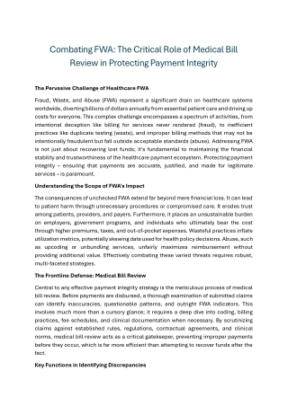 Combating FWA The Critical Role of Medical Bill Review in Protecting Payment Integrity