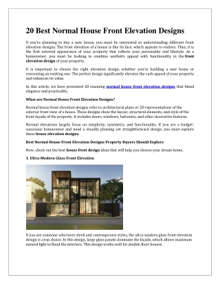 Normal House Front Elevation Designs