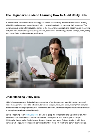 The Beginner’s Guide to Learning How to Audit Utility Bills