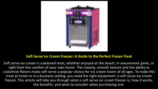 Soft Serve Ice Cream Freezer A Guide to the Perfect Frozen Treat