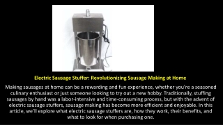 Electric Sausage Stuffer Revolutionizing Sausage Making at Home