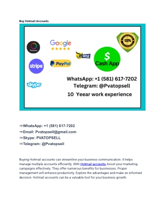 Buy Hotmail Accounts From $1.50 _ Aged, PVA & Cheap