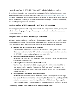 How to Connect Your HP 6000 Printer to WiFi