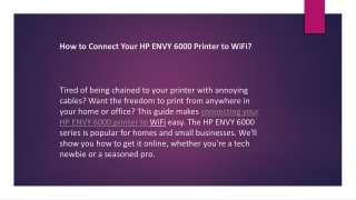 Connect Your HP ENVY 6000 Printer to WiFi