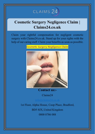 Cosmetic Surgery Negligence Claim | Claims24.co.uk