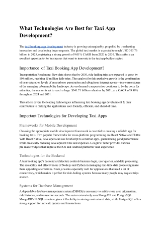 What Technologies Are Best for Taxi App Development_
