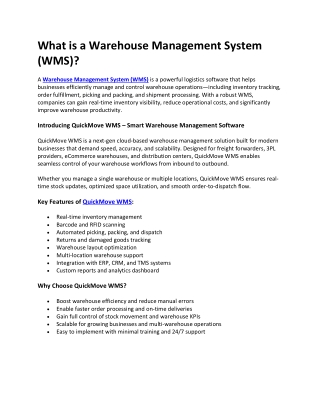 What is a Warehouse Management System (WMS)?