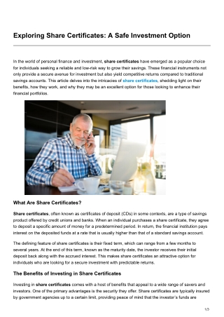 Exploring Share Certificates A Safe Investment Option