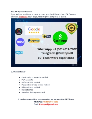 7 Best Website to Buy verified Payoneer accounts