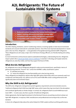 A2L Refrigerants_ The Future of Sustainable HVAC Systems