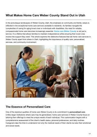 What Makes Home Care Weber County Stand Out in Utah