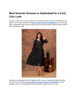 Best Summer Dresses in Hyderabad for a Cool, Chic Look