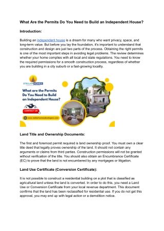 What Are the Permits Do You Need to Build an Independent House