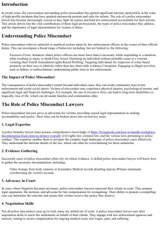 The Crucial Role of a Police Misconduct Lawyer in Holding Law Enforcement Accoun