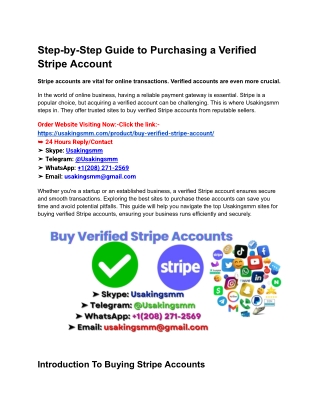 Step-by-Step Guide to Purchasing a Verified Stripe Account