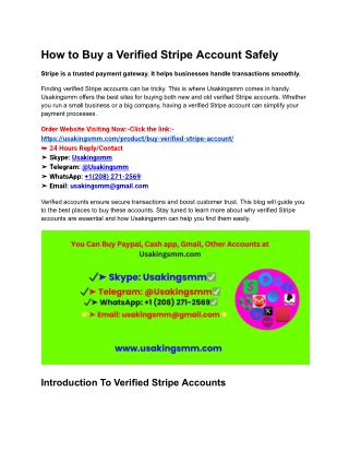 How to Buy a Verified Stripe Account Safely