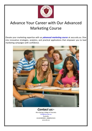 Advance Your Career with Our Advanced Marketing Course