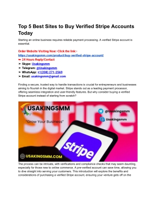 Top 5 Best Sites to Buy Verified Stripe Accounts Today