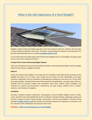 What is the Life Expectancy of a Roof Skylight?