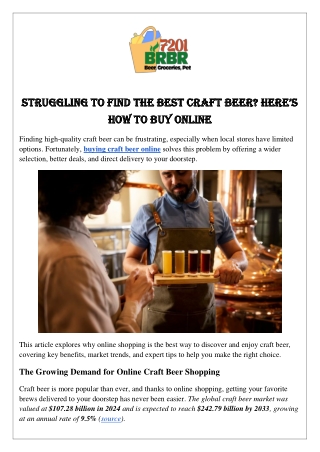 Struggling to Find the Best Craft Beer? Here’s How to Buy Online