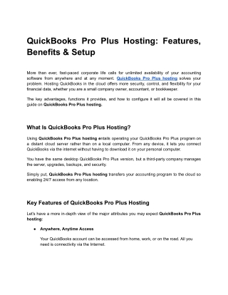 QuickBooks Pro Plus Hosting_ Features, Benefits & Setup