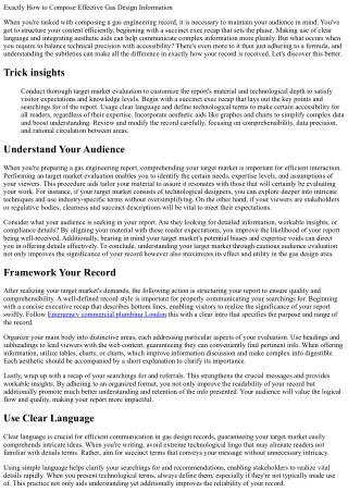 How to Create Effective Gas Engineering Information