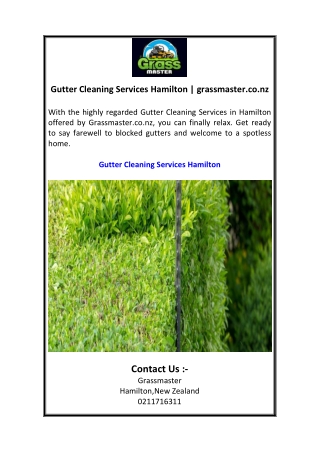 Gutter Cleaning Services Hamilton grassmaster.co.nz