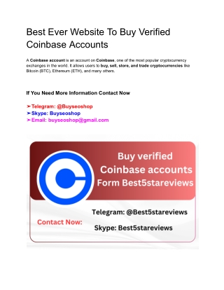 Best Ever Website To Buy Verified Coinbase Accounts