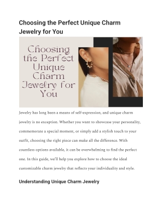 How to Style Unique Charm Jewelry for Everyday Elegance