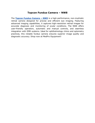 Topcon Fundus Camera – NW8