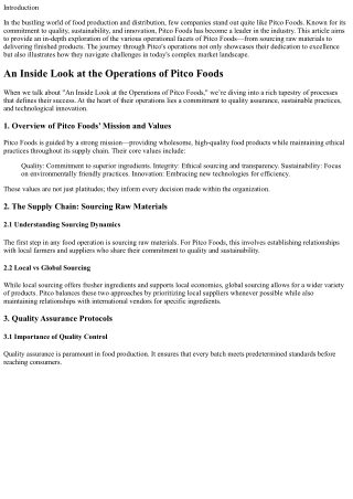 An Inside Look at the Operations of Pitco Foods