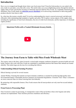 The Journey from Farm to Table with Pitco Foods Wholesale Meat