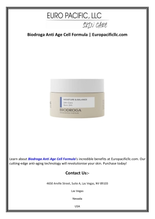 Biodroga Anti Age Cell Formula  Europacificllc.com