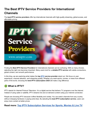 The Best IPTV Service Providers for International Channels