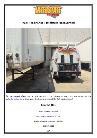 Truck Repair Shop  Interstate Fleet Services