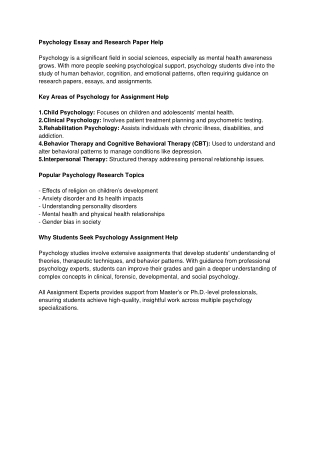 Psychology Essay and Research Paper Help